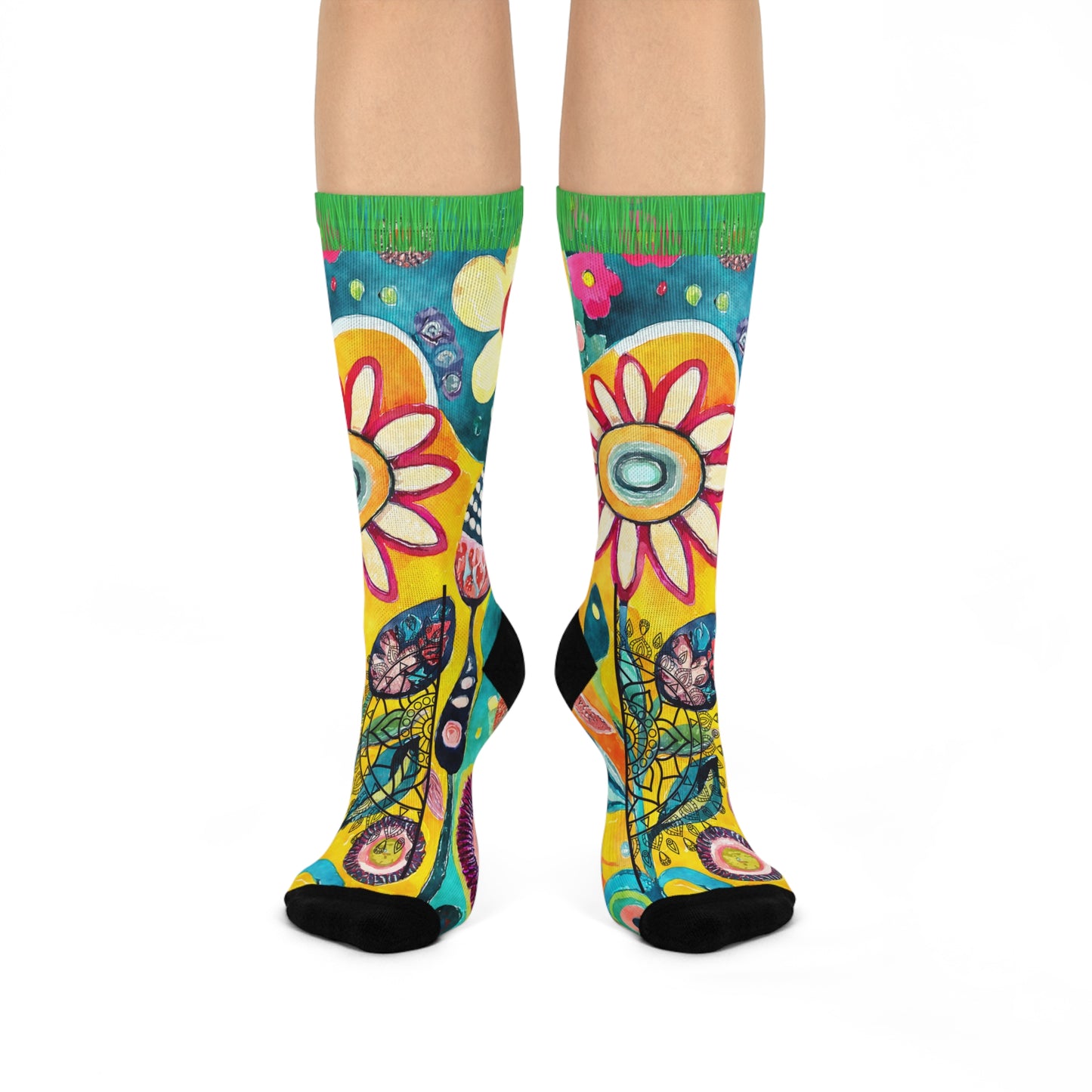 Cushioned Crew Socks-Aloha Mandala
