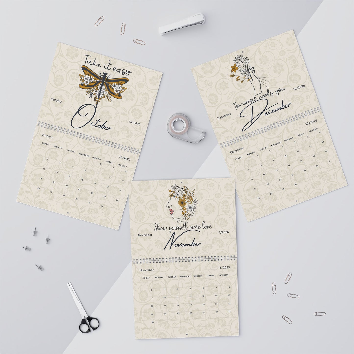 2025 Wall Calendars - Minimalist Boho B/O