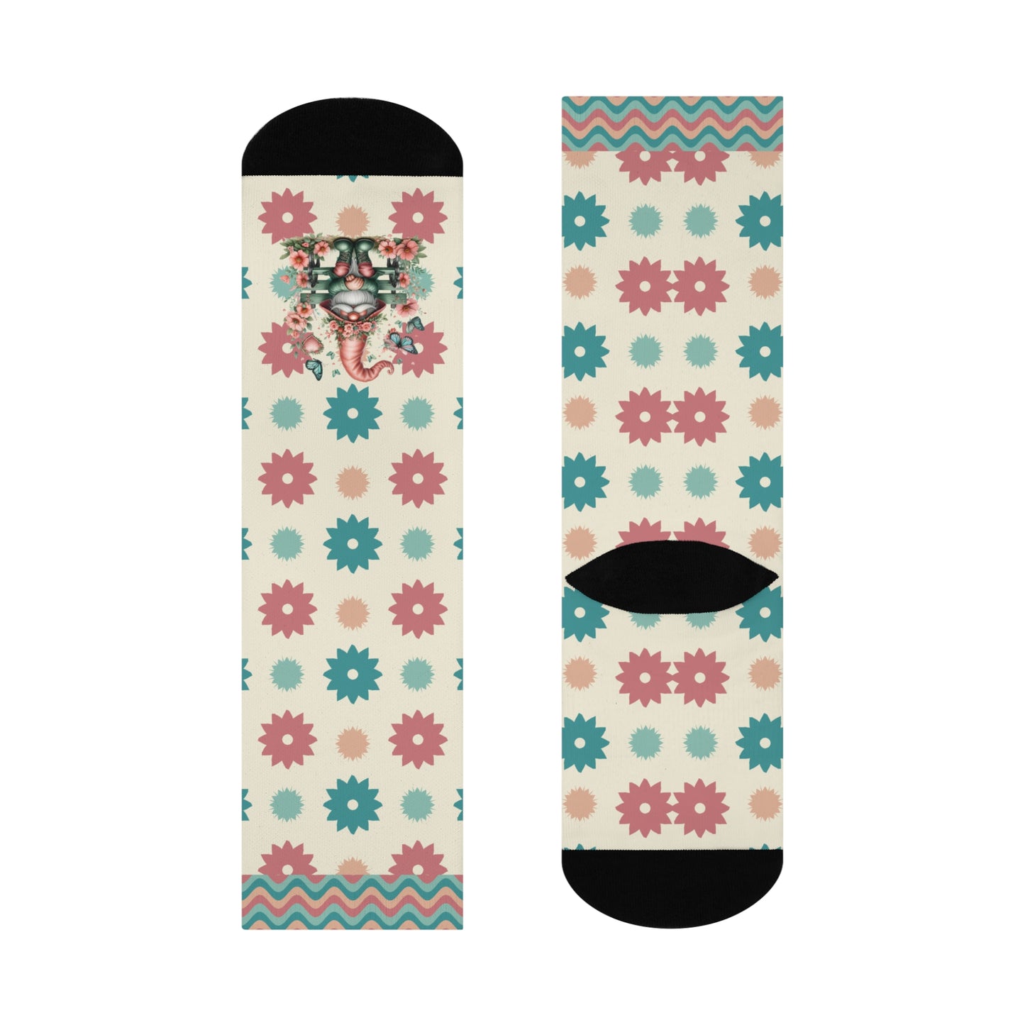 Cushioned Crew Socks-Flower Power