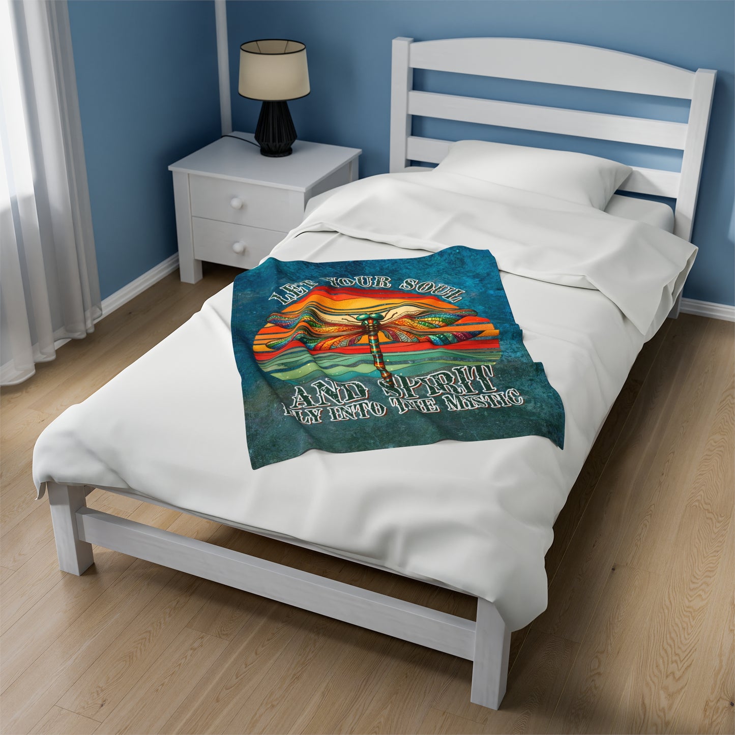 Plush Blanket - Colorful Dragonfly Mystic Soul Spirit Design