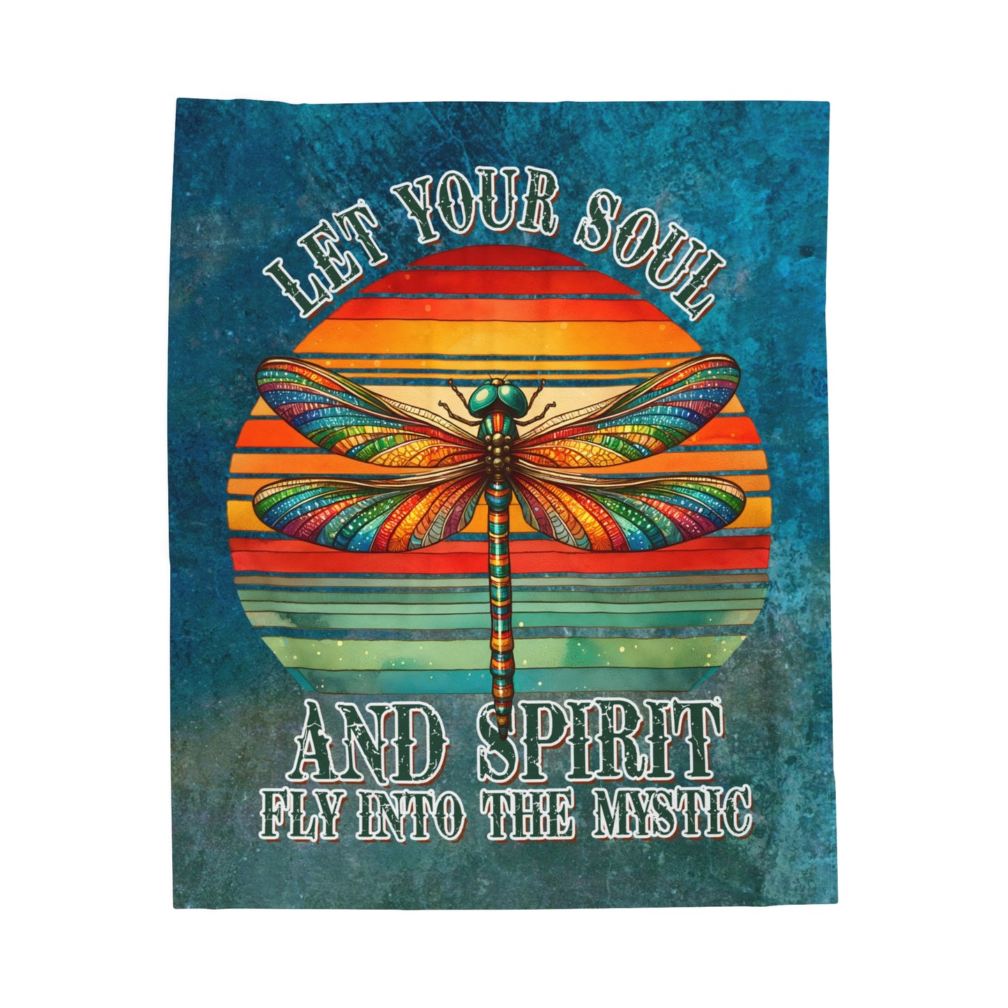Plush Blanket - Colorful Dragonfly Mystic Soul Spirit Design