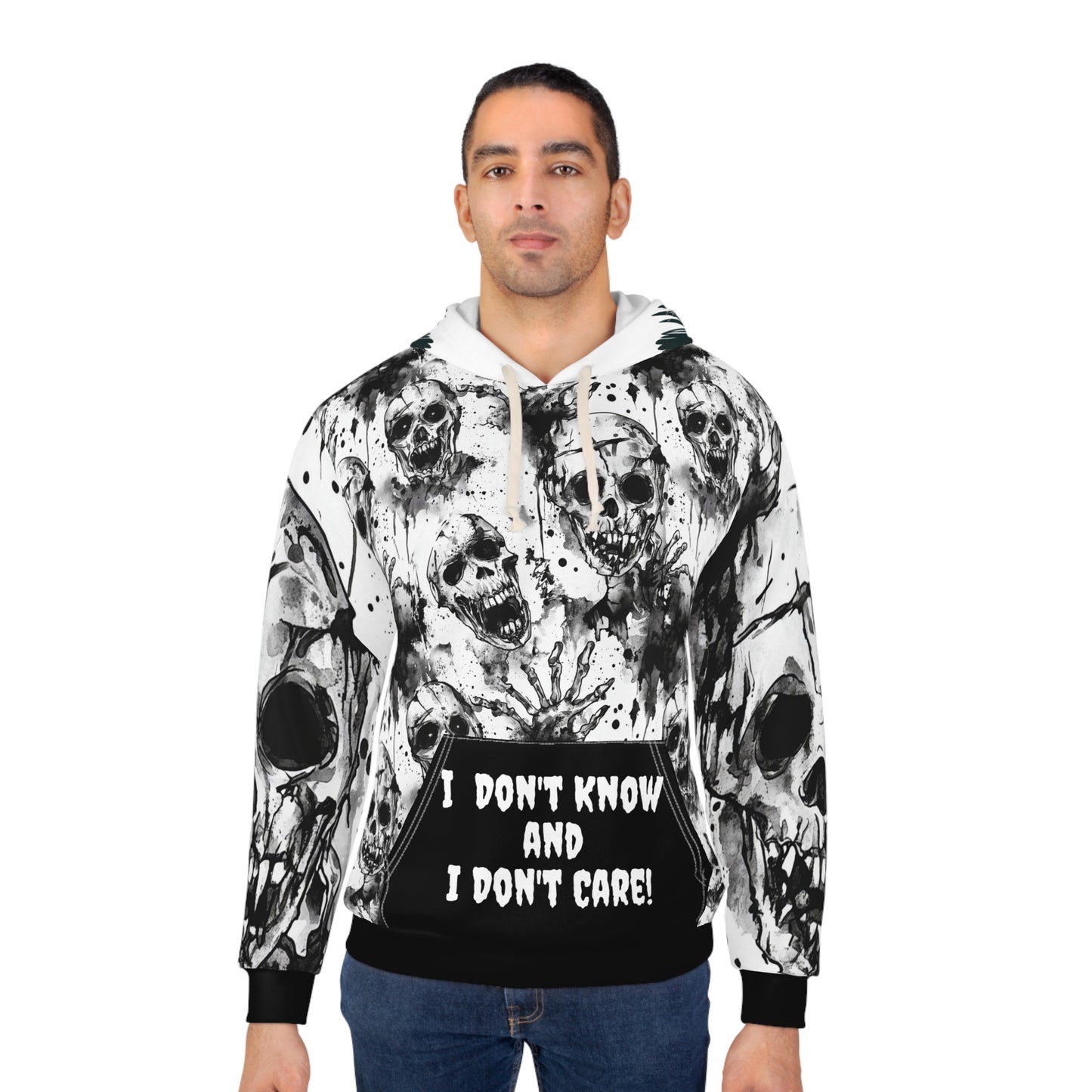 Skull Hoodie - Gothic Black and White Unisex Pullover with Personalization