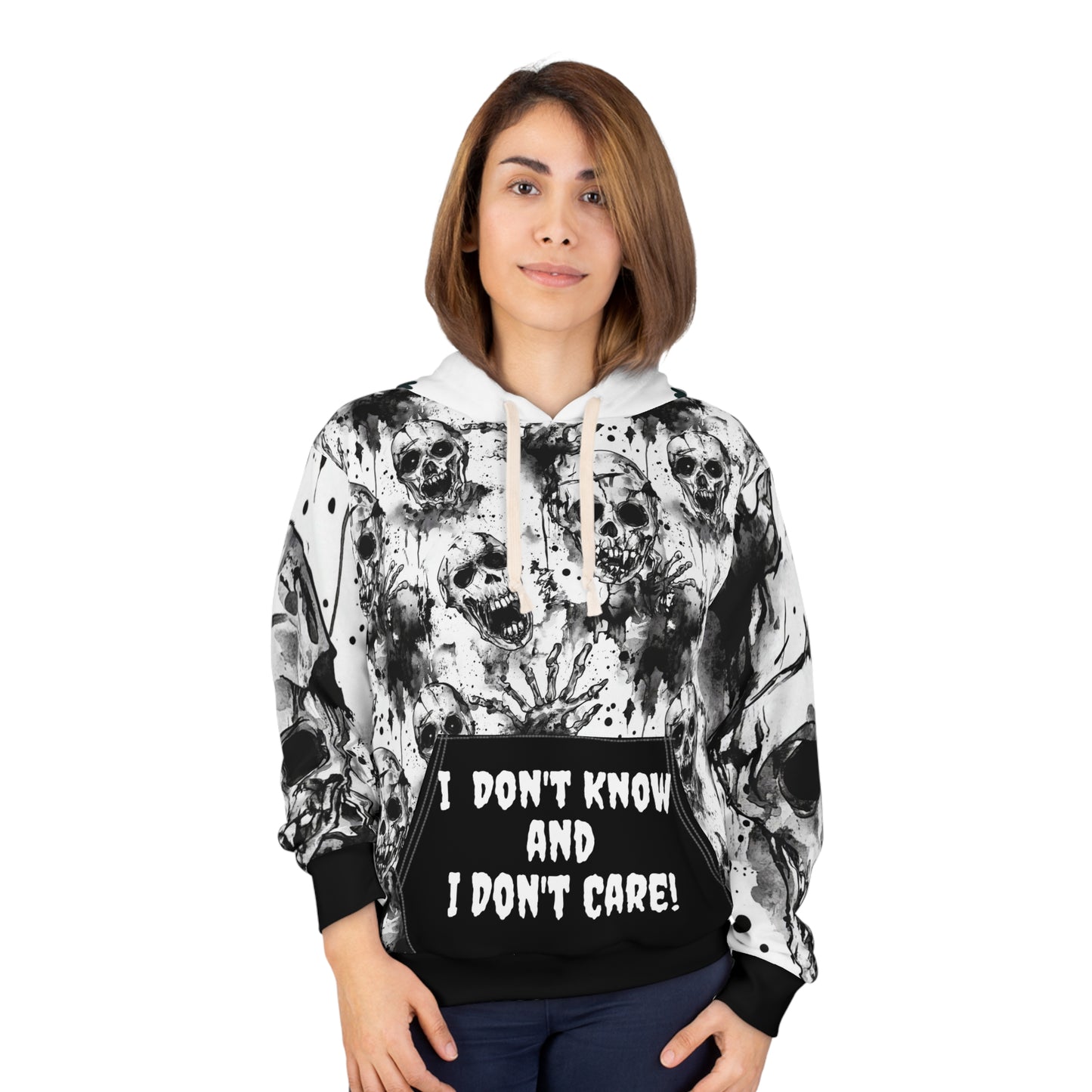 Skull Hoodie - Gothic Black and White Unisex Pullover with Personalization