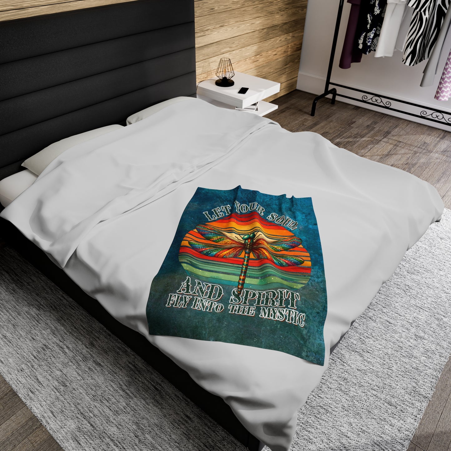 Plush Blanket - Colorful Dragonfly Mystic Soul Spirit Design