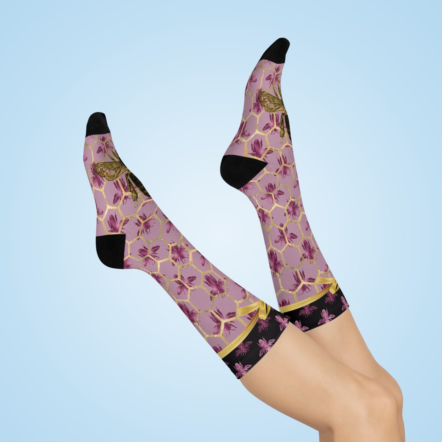 Cushioned Crew Socks-Bee Romance