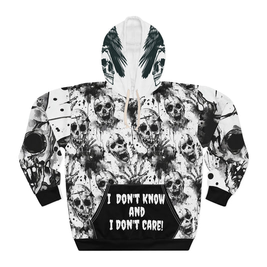 Skull Hoodie - Gothic Black and White Unisex Pullover with Personalization