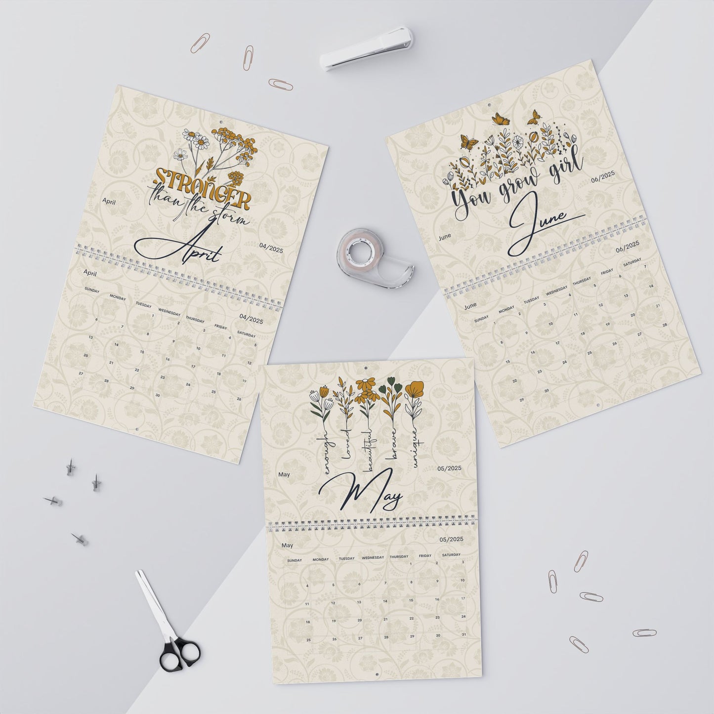 2025 Wall Calendars - Minimalist Boho B/O