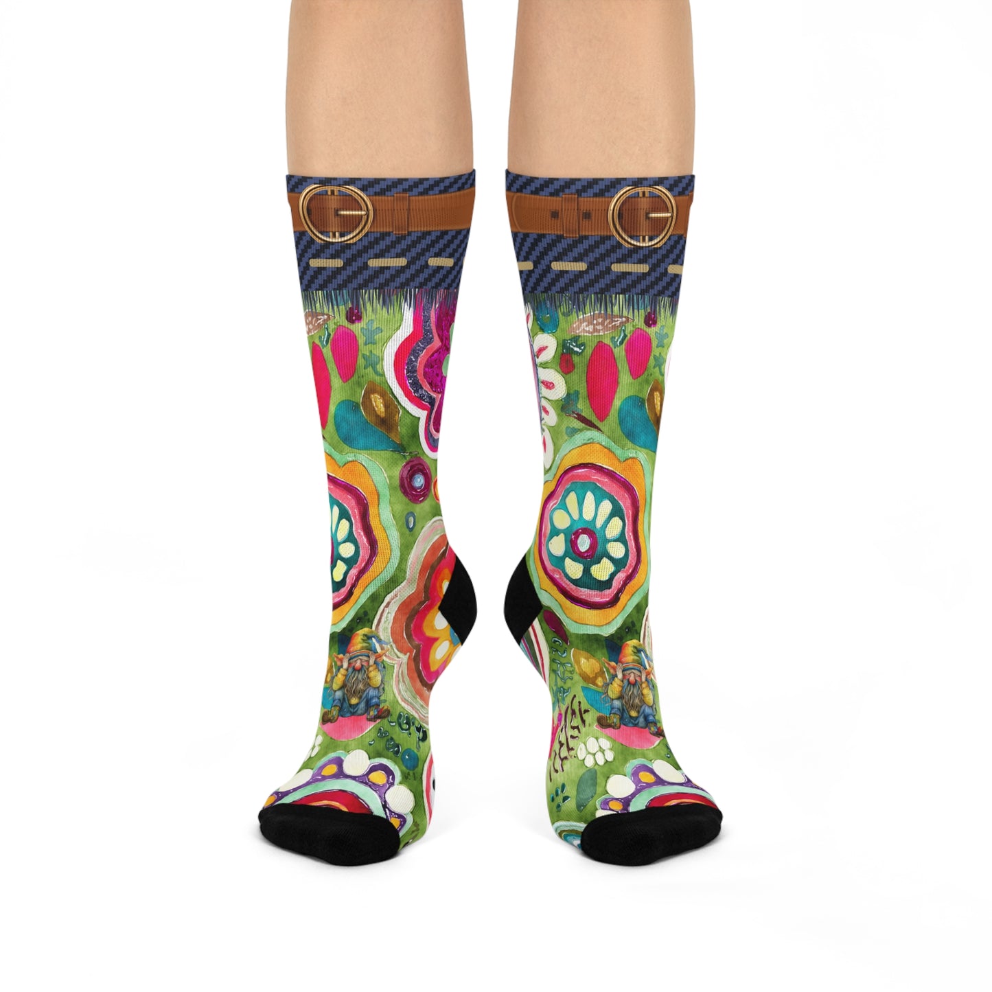 Cushioned Crew Socks-Trippy Gnome 1