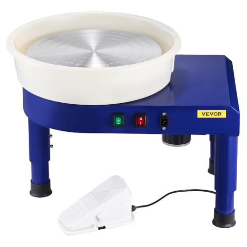 VEVOR 11 inch Pottery Wheel for Adults, 450W Forming Machine with Direct Drive Motor and LCD Touch Screen, 50-300RPM Speed Adjustable Foot Pedal Detachable Basin, for Art Craft Work Home DIY, White