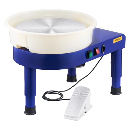 VEVOR 11 inch Pottery Wheel for Adults, 450W Forming Machine with Direct Drive Motor and LCD Touch Screen, 50-300RPM Speed Adjustable Foot Pedal Detachable Basin, for Art Craft Work Home DIY, White