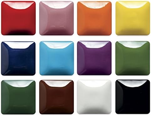 Creative Hobbies Mayco Stroke and Coat Glaze for Ceramics Kit 1 | 12 Assorted 2 oz Jars with How to Paint Pottery Book
