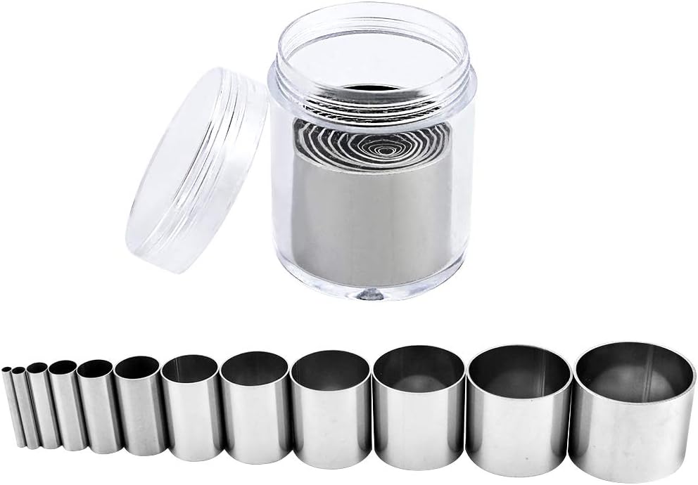Fireboomoon 12 PCS Hole Hollow Punch Cutter Set with Storage Case,Stainless Steel Round Circle Ring Clay Cutters Ceramics Dotting Baking Indentation Mold Tools for Polymer Clay Pottery Handmade Craft
