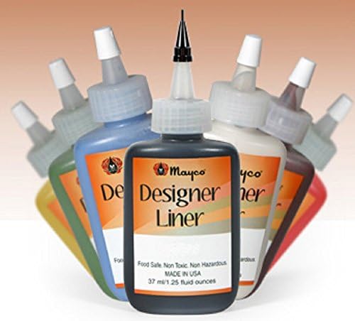 Creative Hobbies Mayco Designer Liner Ceramic Glaze Writers - 1.25 Ounce Each, Kit of All 10 Colors Plus Free Instructional Booklet