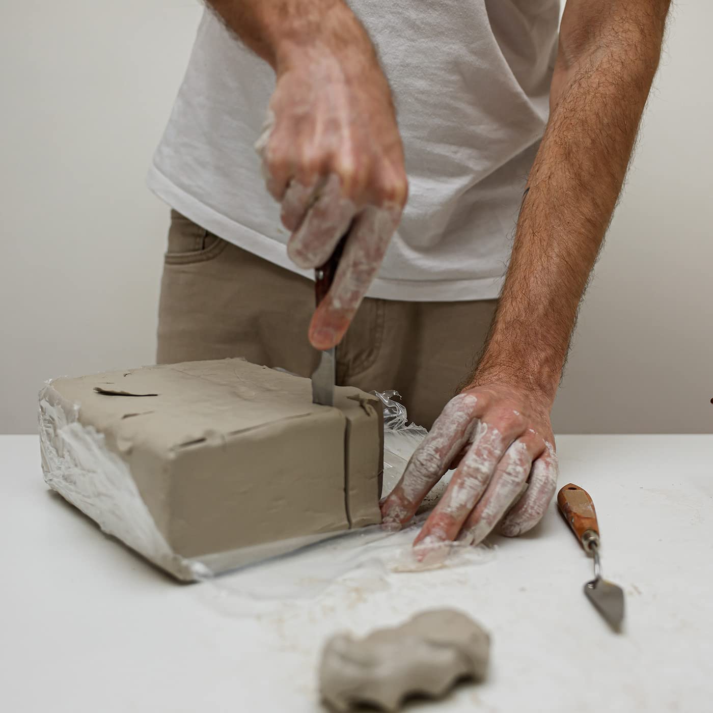 ReArt Stone Air-Dry Clay 15LB wih 3 Colors White, Gray & Terra Cotta 5lb Each- Ideal for Beginners and Advanced Sculptors All-Purpose Modeling Clay (White, Gray & Terra Cotta)