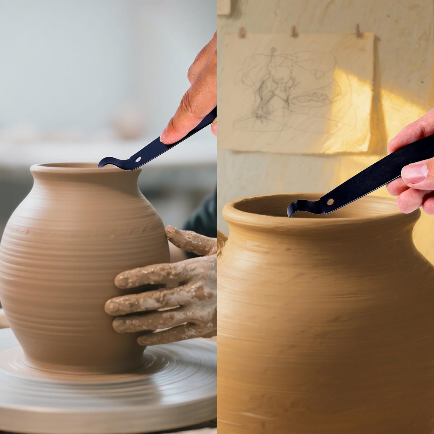 Professional Pottery Trimming Tool for Ceramic and Clay Artists, Double Ended Sharp Handmade Pottery Trimming Tools for Precise Sculpting Carving Smoothing
