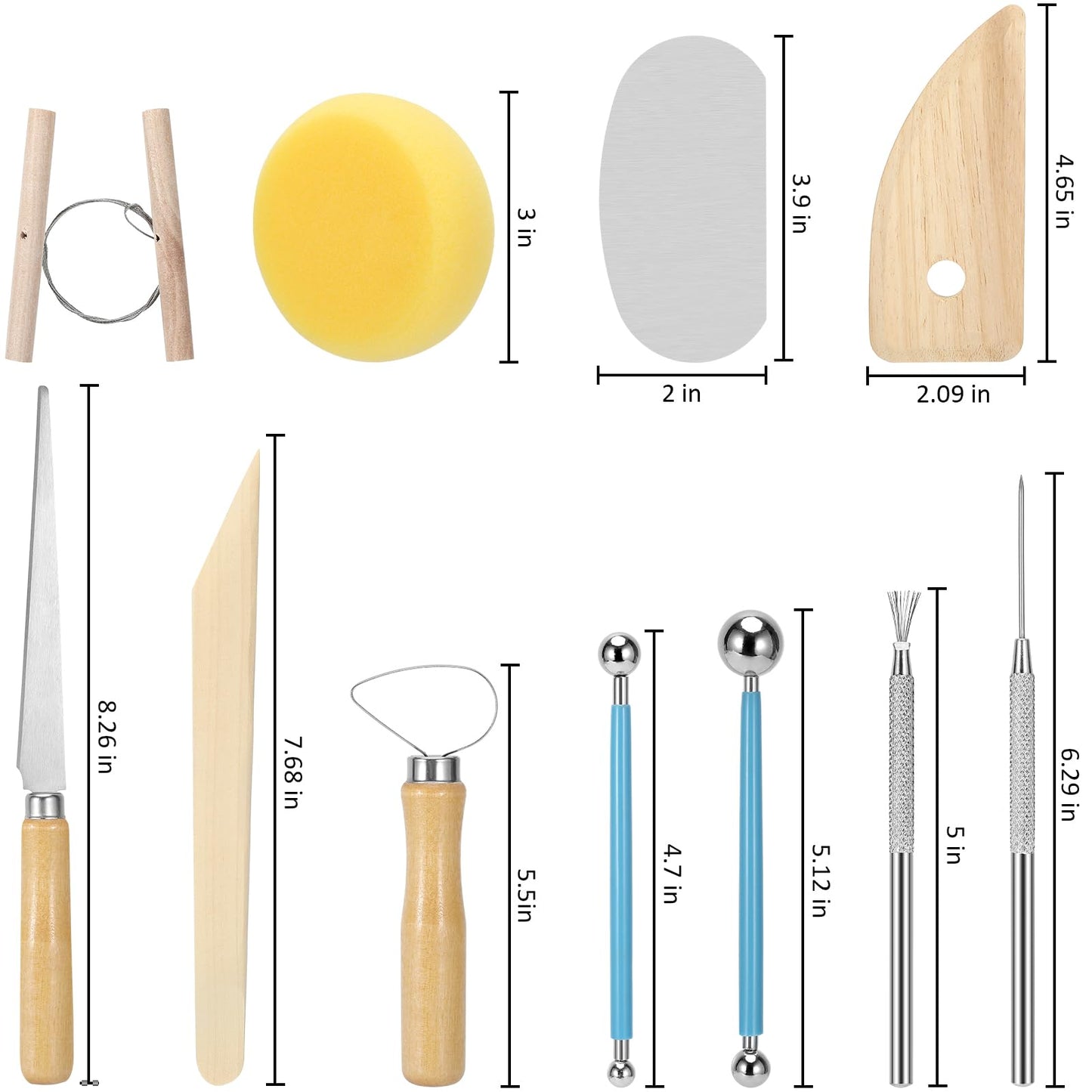 Blisstime 18PCS Clay Sculpting Tools, Basic Clay Pottery Carving Tool Kit with Wooden Handles and Tool Bag