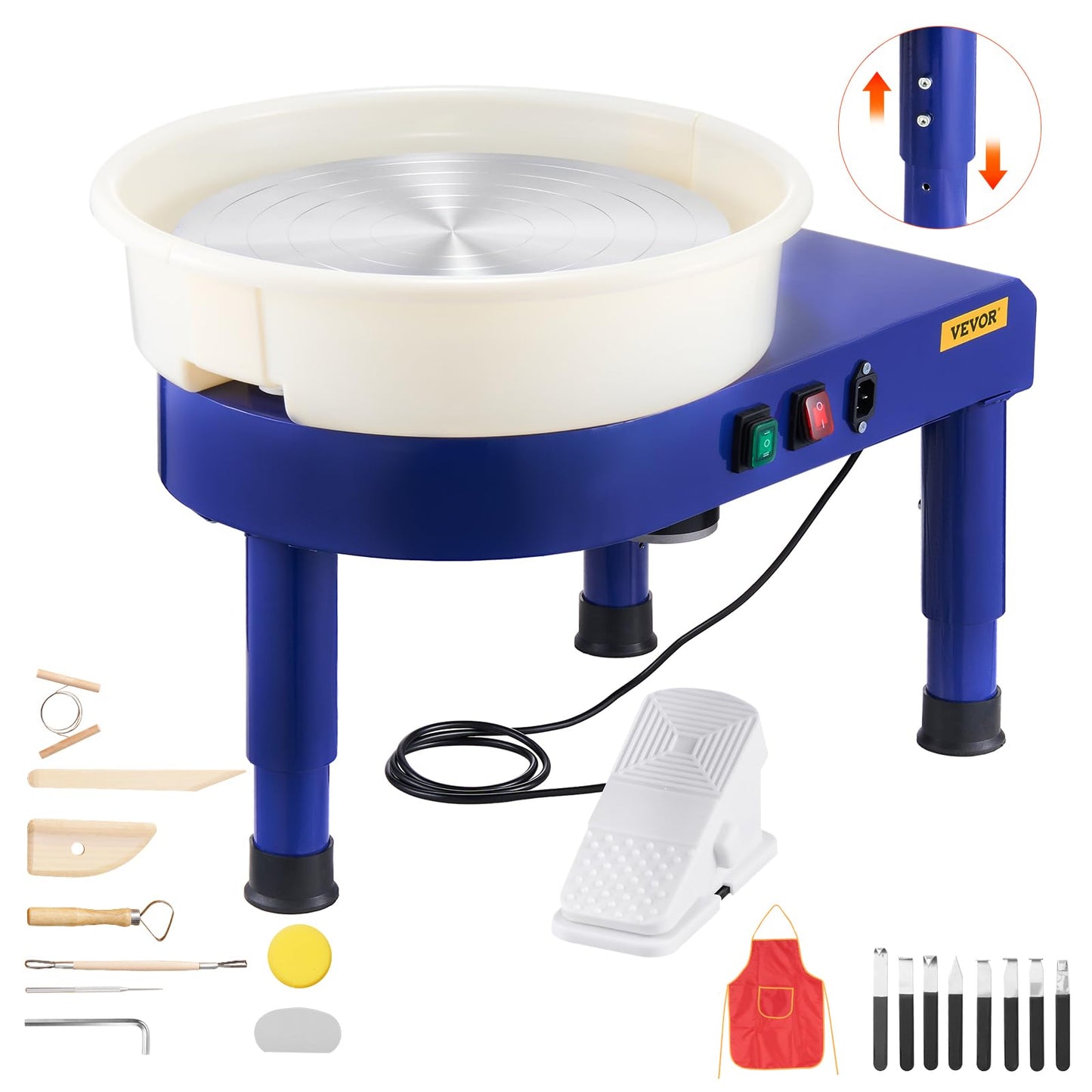 VEVOR 11 inch Pottery Wheel for Adults, 450W Forming Machine with Direct Drive Motor and LCD Touch Screen, 50-300RPM Speed Adjustable Foot Pedal Detachable Basin, for Art Craft Work Home DIY, White