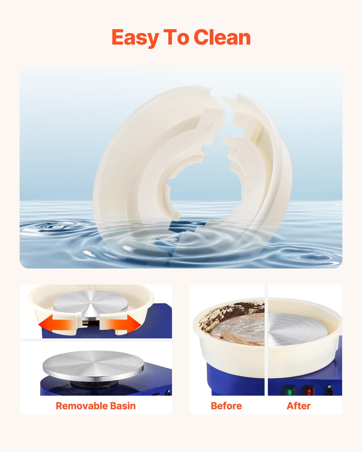 VEVOR 11 inch Pottery Wheel for Adults, 450W Forming Machine with Direct Drive Motor and LCD Touch Screen, 50-300RPM Speed Adjustable Foot Pedal Detachable Basin, for Art Craft Work Home DIY, White