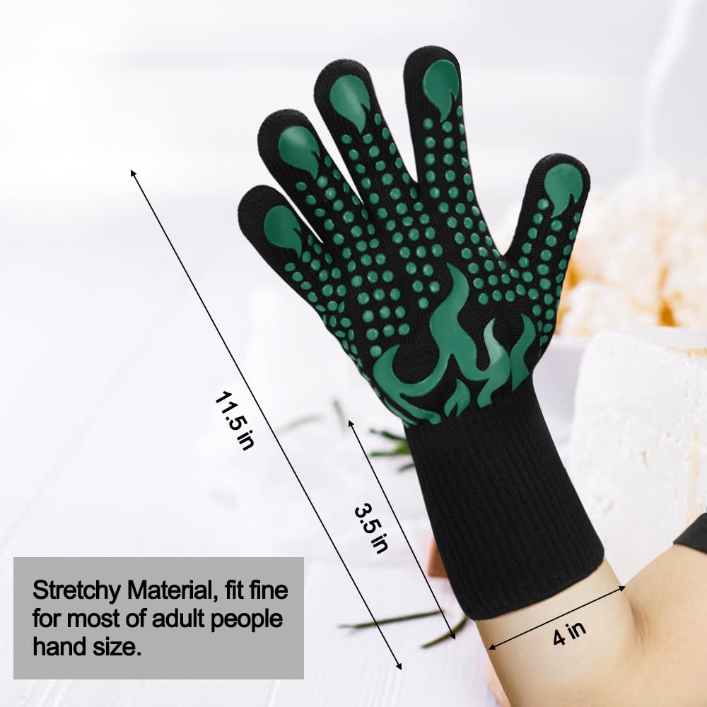 Comsmart BBQ Gloves, 1472F Heat Resistant Silicone Non-Slip Oven Mitts, Long Kitchen Gloves Perfect for Grilling, Cooking, Baking, Cutting, Blue