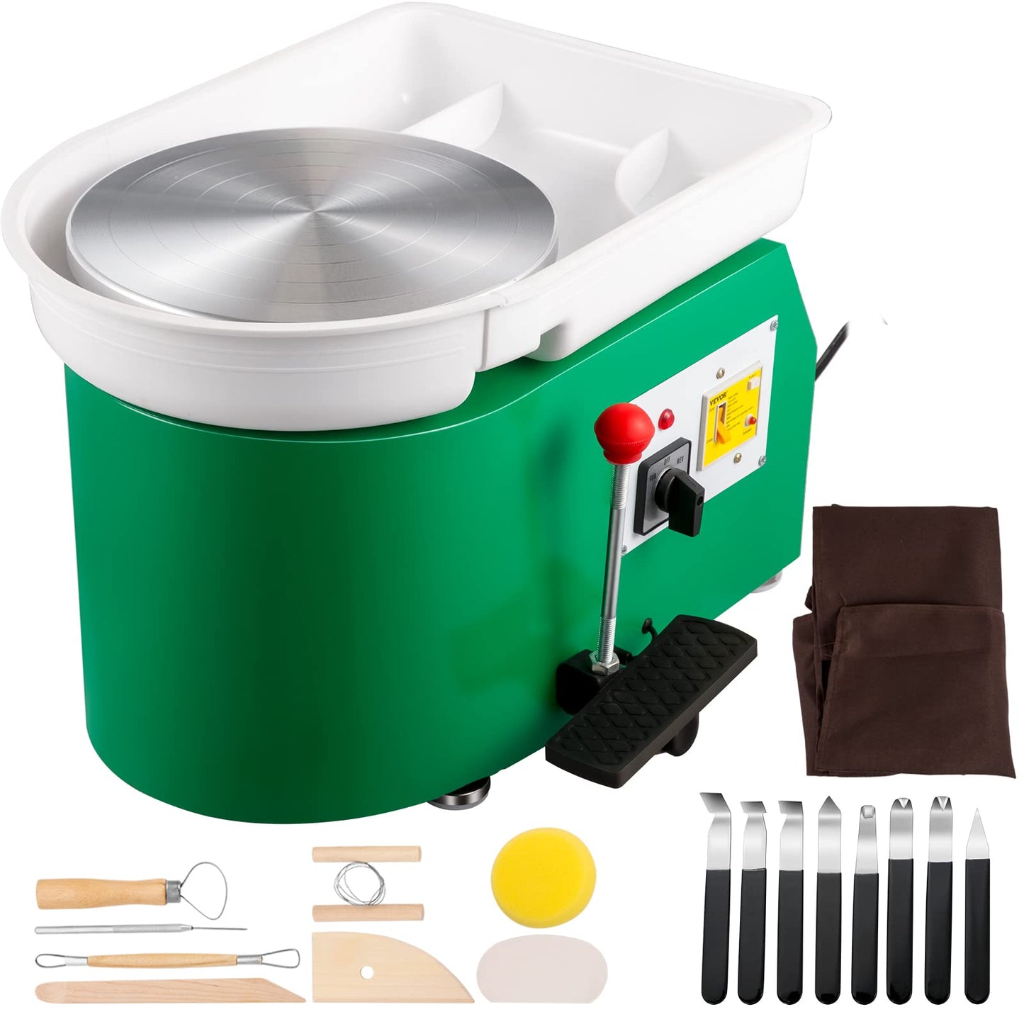 VEVOR 11 inch Pottery Wheel for Adults, 450W Forming Machine with Direct Drive Motor and LCD Touch Screen, 50-300RPM Speed Adjustable Foot Pedal Detachable Basin, for Art Craft Work Home DIY, White