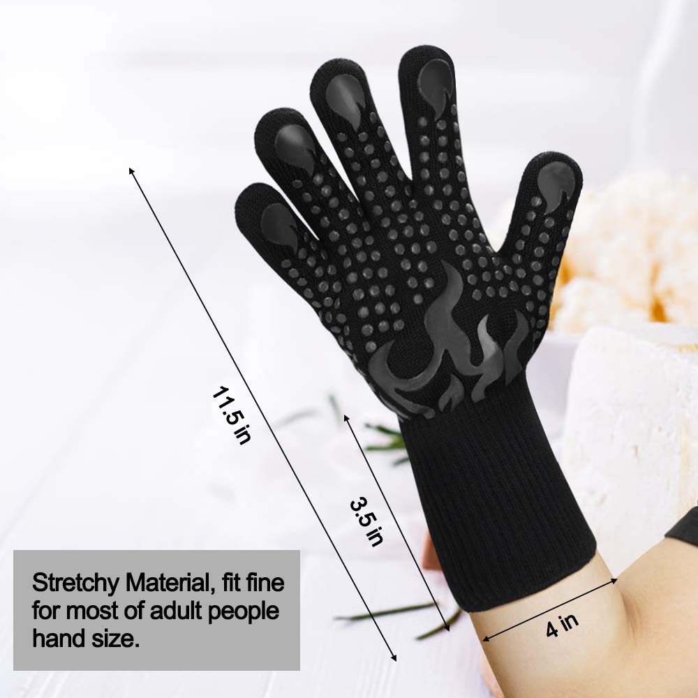 Comsmart BBQ Gloves, 1472F Heat Resistant Silicone Non-Slip Oven Mitts, Long Kitchen Gloves Perfect for Grilling, Cooking, Baking, Cutting, Blue