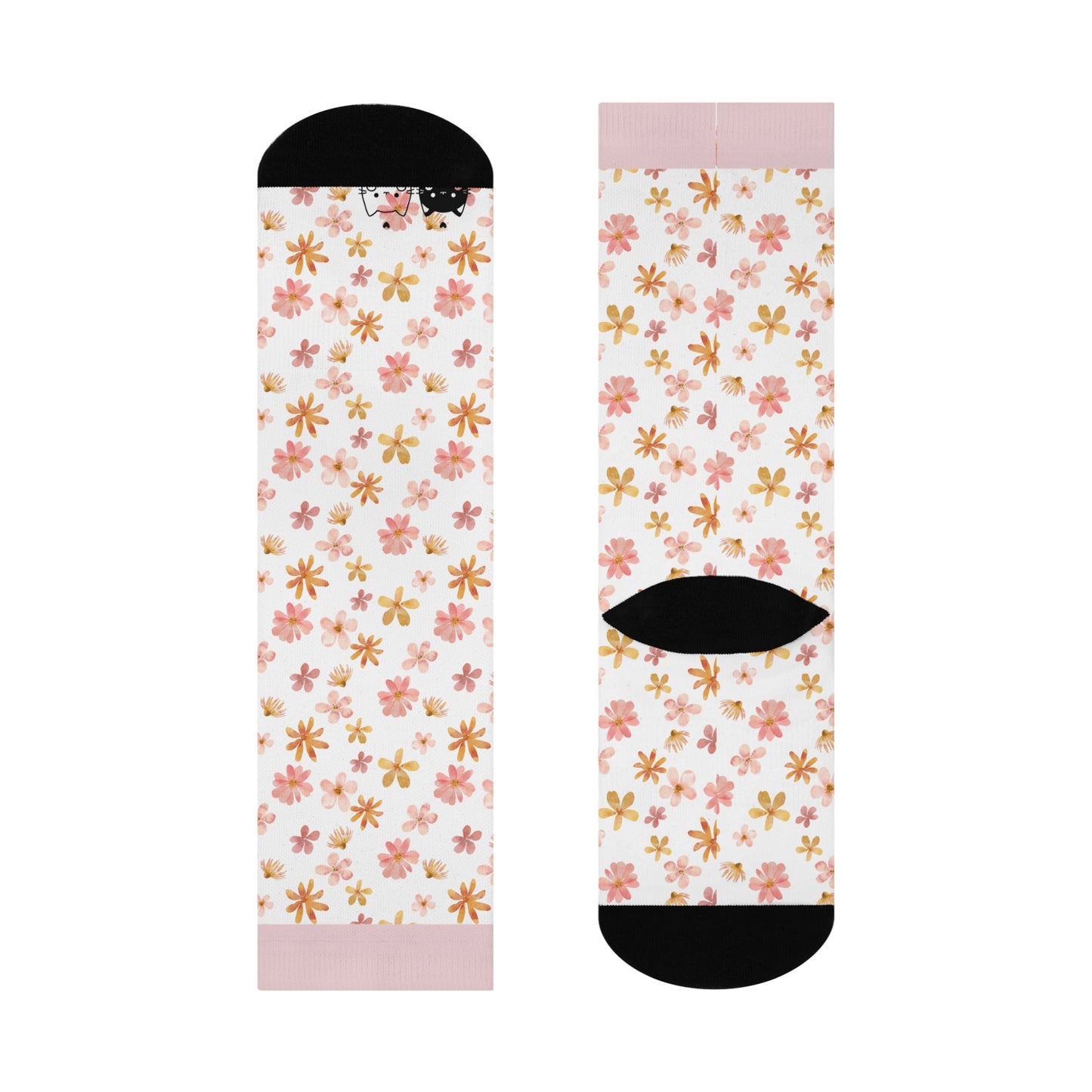 Cushioned Crew Socks-Peeking kittens