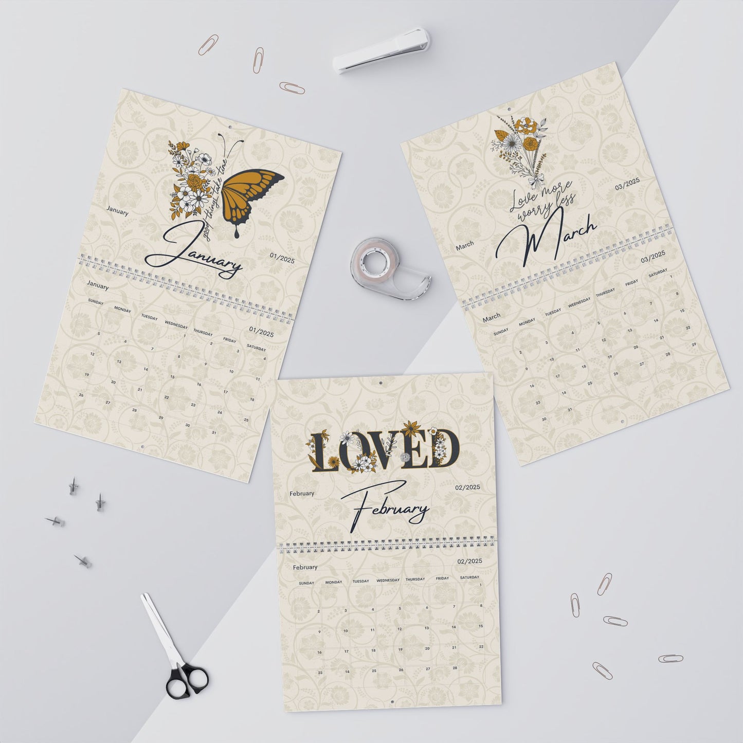 2025 Wall Calendars - Minimalist Boho B/O