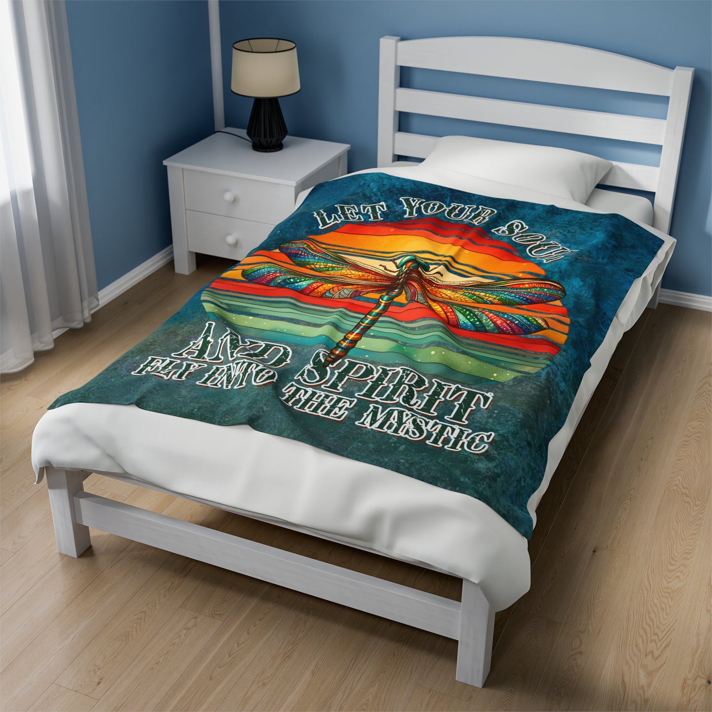 Plush Blanket - Colorful Dragonfly Mystic Soul Spirit Design