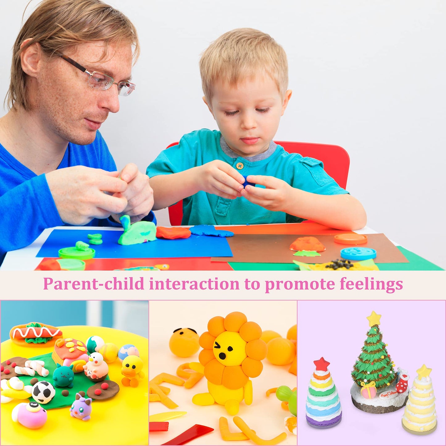 Polymer Clay 50 Colors, Modeling Clay for Kids DIY Starter Kits, Oven Baked Model Clay, Non-Sticky Molding Clay with Sculpting Tools, Gift for Children and Artists (50 Colors A)
