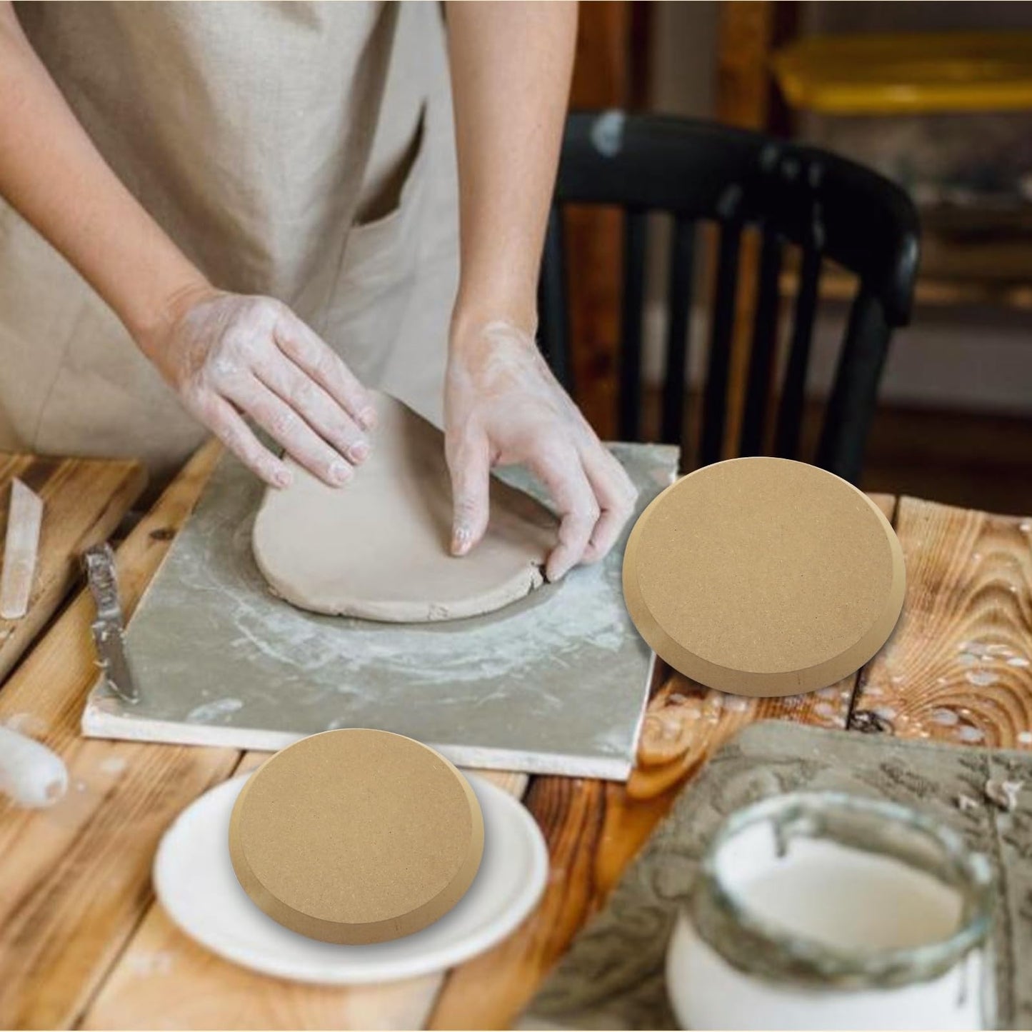 GeryVtee Ceramics Plate Forming Molds 6 Pcs Pottery Molds for Clay Handbuliding Plates Slump Mold for Pottery 6 Shapes Wooden Pottery Tools and Supplies (Mix)