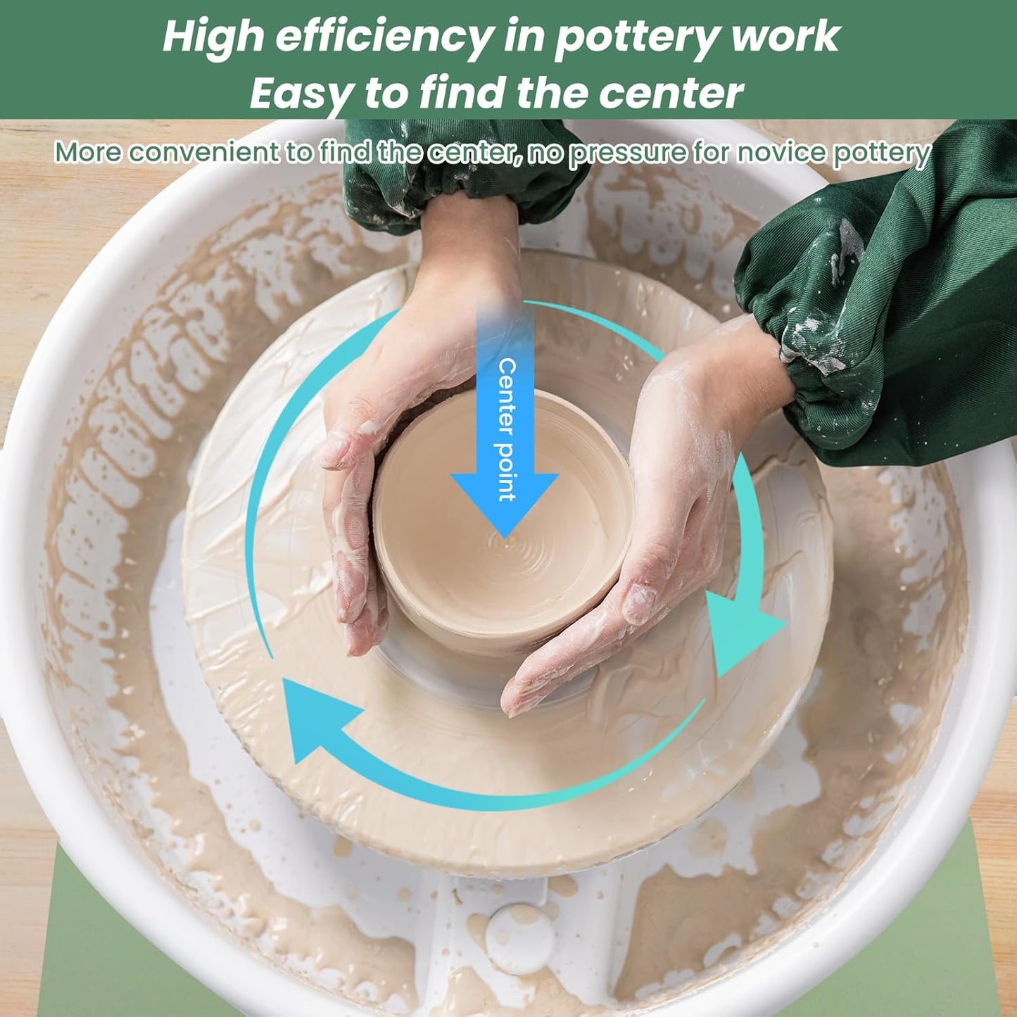Huanyu Pottery Wheel Machine 25 cm/10" with Foot Pedal, Electric Ceramic Forming Machine with Detachable Basin DIY Art Clay Potter's Wheel for Beginners Adults at Home Pottery