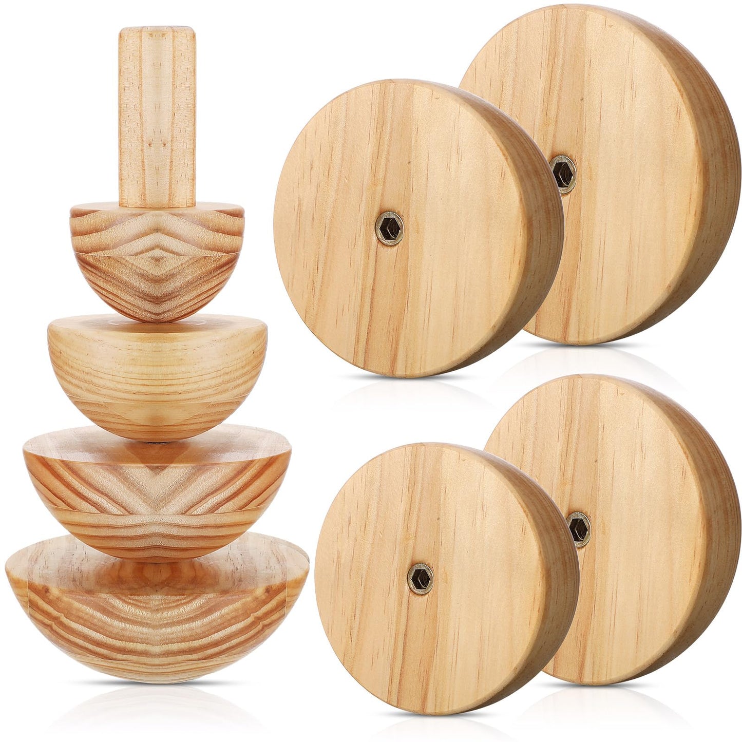 Doublefill 4 Pack Pottery Molds 3.5'' 4.5'' 5.5'' 6.5'' Thickness 2.5'' Plaster Molds Wood Pottery Tools with Handle for Ceramic Top Forms DIY Bowls Plate Dish Slump Press Art Making