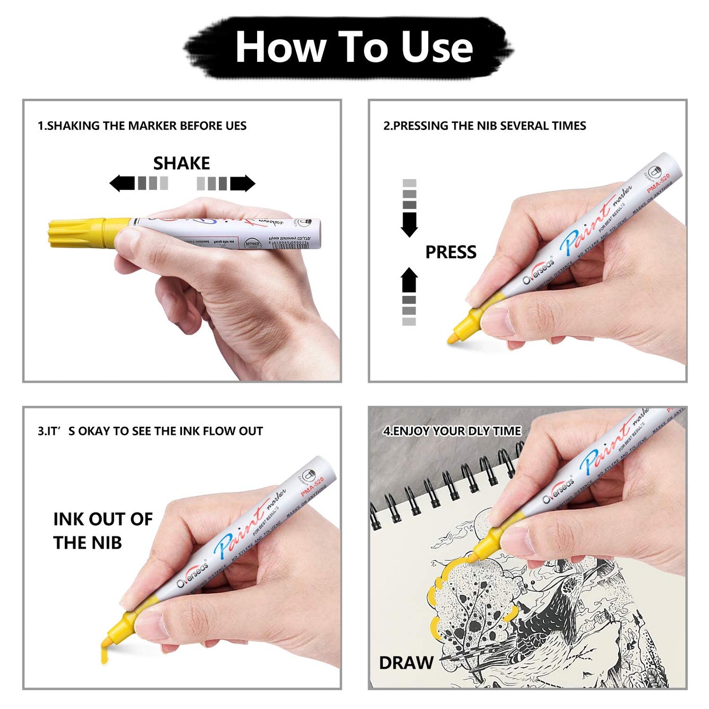 TFIVE Paint Pens Paint Markers on Almost Anything Never Fade Quick Dry and Permanent, Oil-Based Waterproof Marker Pen Set for Rocks Painting, Wood, Fabric, Plastic, Canvas, Glass, Mugs, DIY Craft