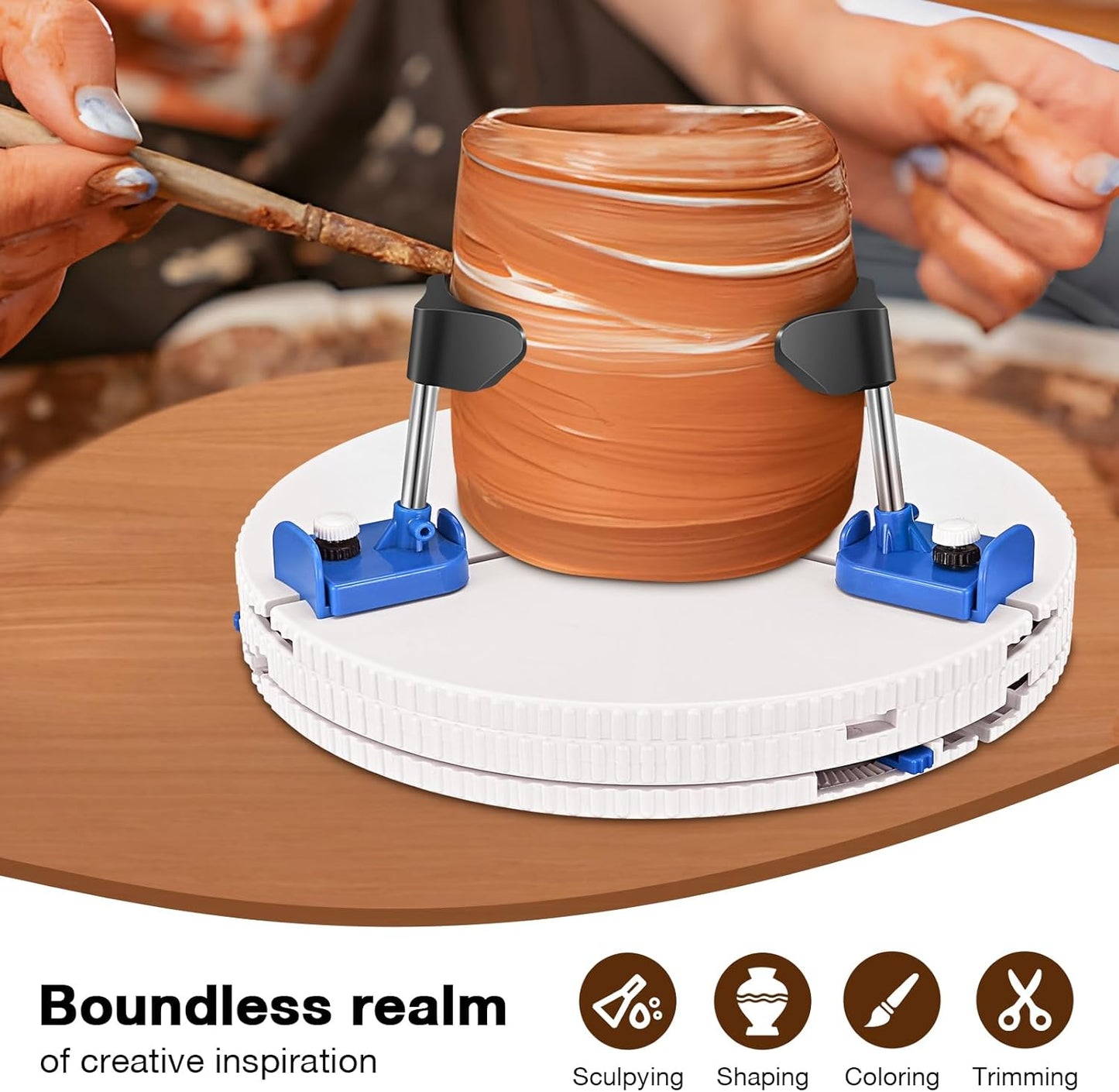 Adjustable Pottery Machine Machine Turntable Clamp and Ceramic Art Repair Ceramic Trimming Tool Sculpting Repair, Teaching Suitable for Beginners and Professionals