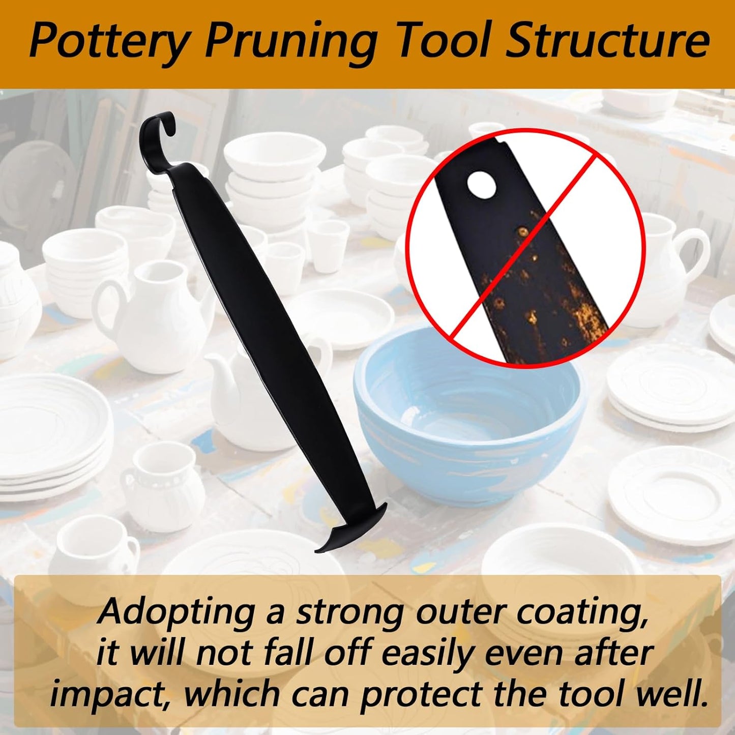Professional Pottery Trimming Tool for Ceramic and Clay Artists, Double Ended Sharp Handmade Pottery Trimming Tools for Precise Sculpting Carving Smoothing