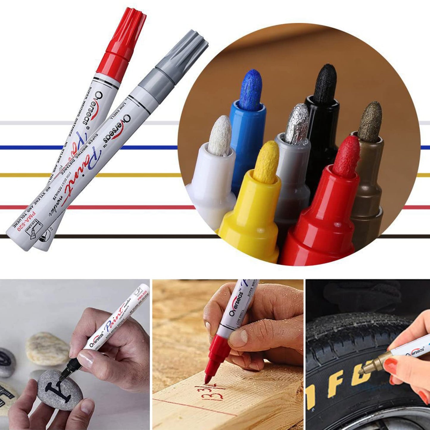 TFIVE Paint Pens Paint Markers on Almost Anything Never Fade Quick Dry and Permanent, Oil-Based Waterproof Marker Pen Set for Rocks Painting, Wood, Fabric, Plastic, Canvas, Glass, Mugs, DIY Craft