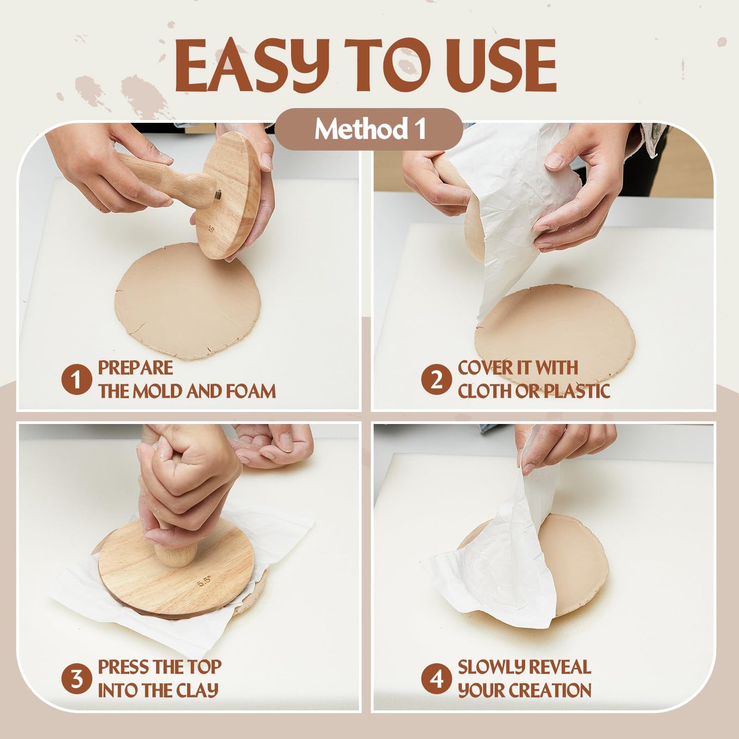 Wenqik 3 Pack Pottery Molds 4. 5'', 6. 5'', 8. 5'' Plaster Molds Wood Pottery Tools with Handle Ceramic Tools for Ceramic Top Forms for DIY Bowls Plate Dish Slump Press Art Making