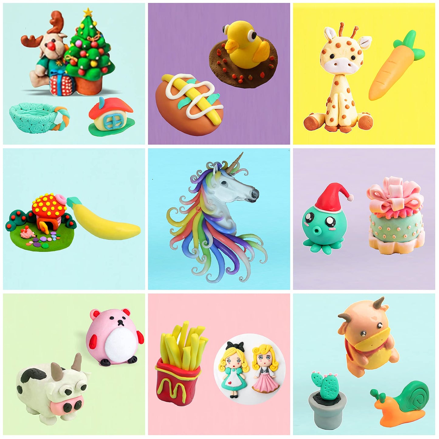 Polymer Clay 50 Colors, Modeling Clay for Kids DIY Starter Kits, Oven Baked Model Clay, Non-Sticky Molding Clay with Sculpting Tools, Gift for Children and Artists (50 Colors A)