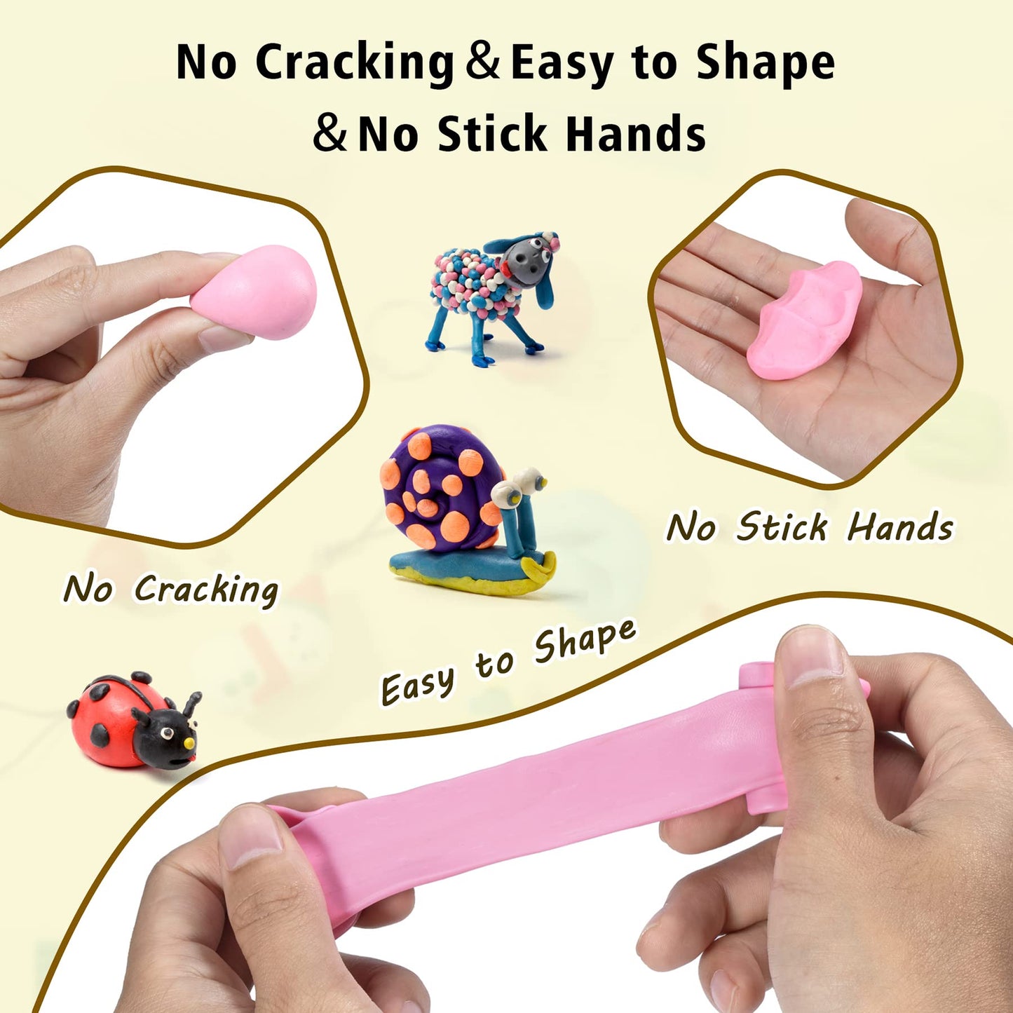 Polymer Clay 50 Colors, Modeling Clay for Kids DIY Starter Kits, Oven Baked Model Clay, Non-Sticky Molding Clay with Sculpting Tools, Gift for Children and Artists (50 Colors A)