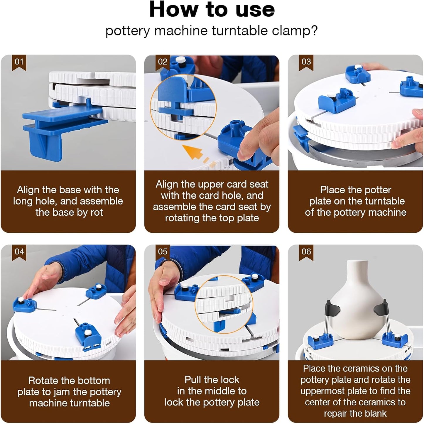 Adjustable Pottery Machine Machine Turntable Clamp and Ceramic Art Repair Ceramic Trimming Tool Sculpting Repair, Teaching Suitable for Beginners and Professionals