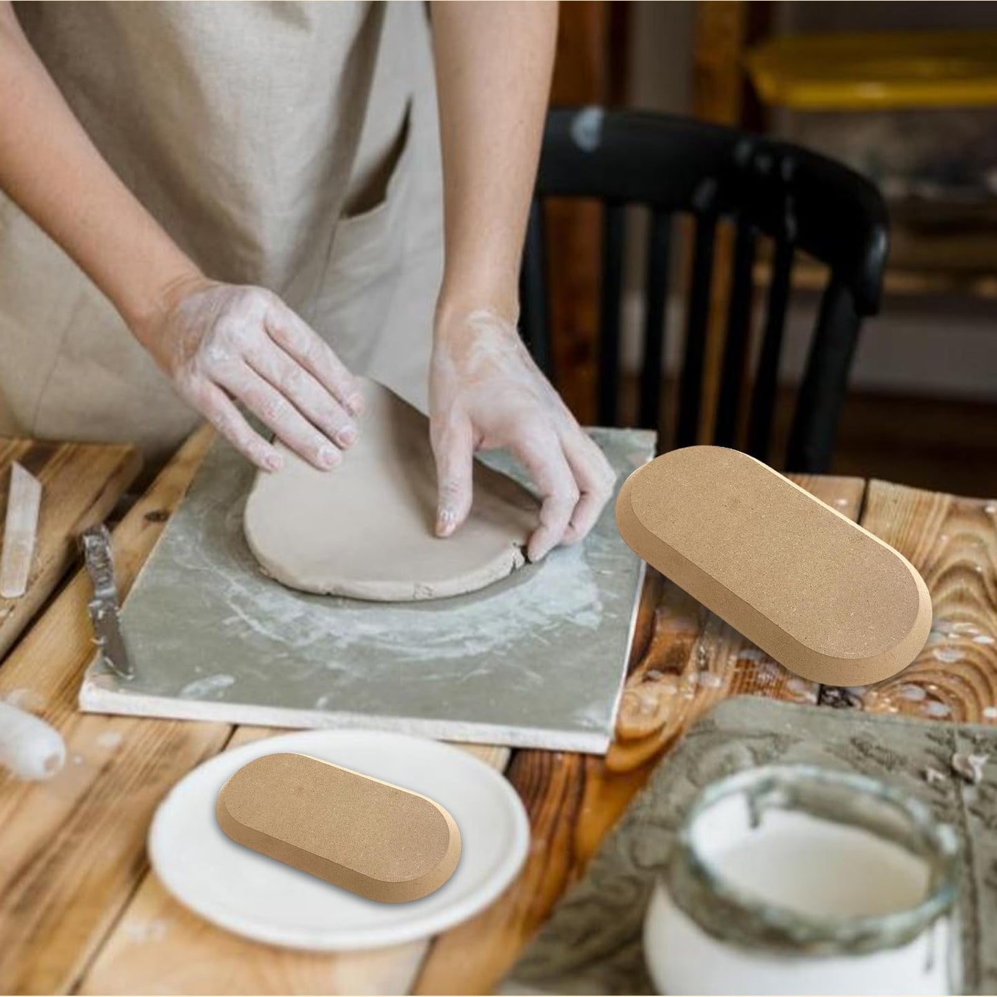 GeryVtee Ceramics Plate Forming Molds 6 Pcs Pottery Molds for Clay Handbuliding Plates Slump Mold for Pottery 6 Shapes Wooden Pottery Tools and Supplies (Mix)