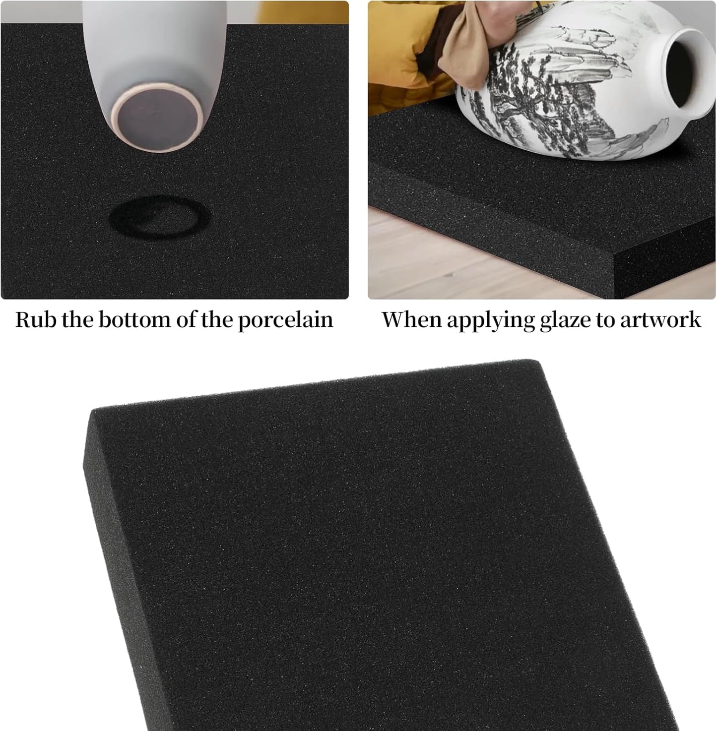 Pottery Foam Table Runner, Pottery Mould Tools, Large Pottery Sponges for Pottery Painting Glazing Pressing Molds Making Bowls Plates Ceramic Creation (Black)