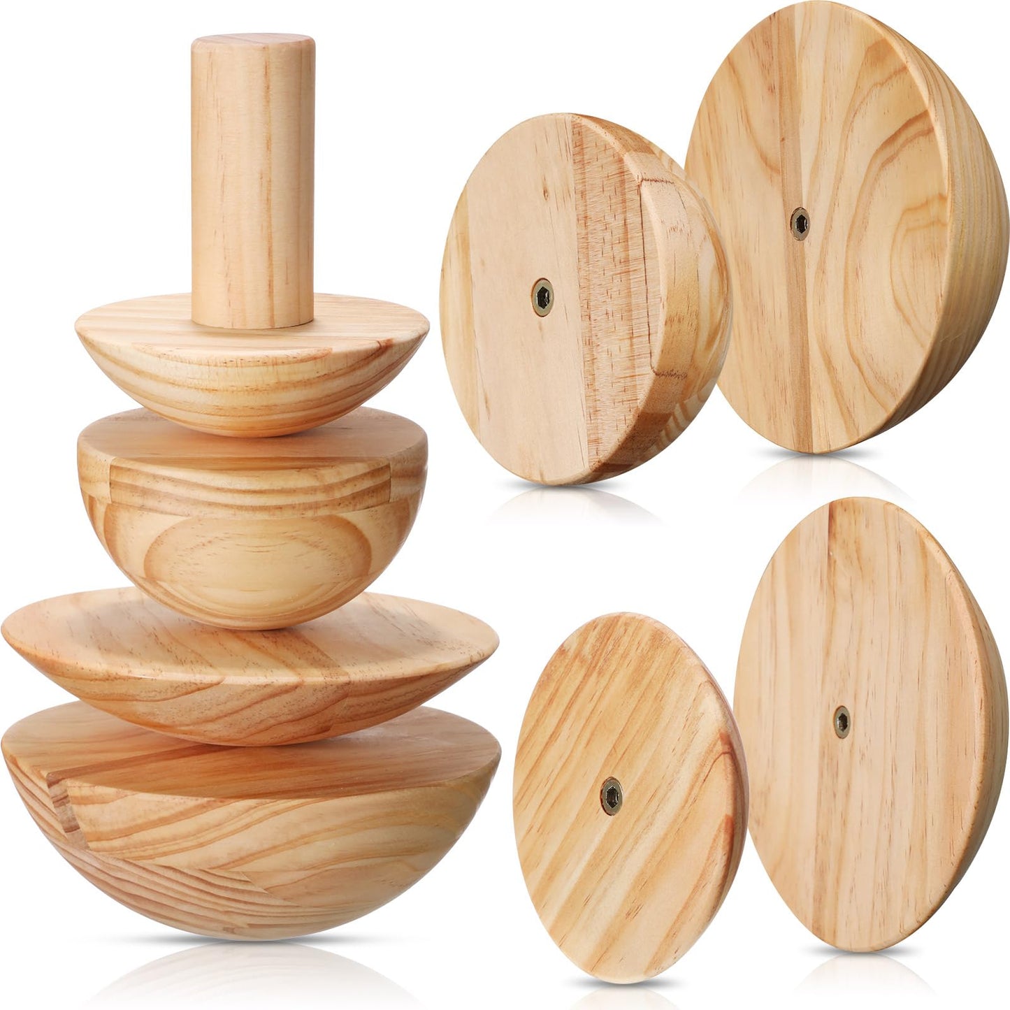 Doublefill 4 Pack Pottery Molds 3.5'' 4.5'' 5.5'' 6.5'' Thickness 2.5'' Plaster Molds Wood Pottery Tools with Handle for Ceramic Top Forms DIY Bowls Plate Dish Slump Press Art Making
