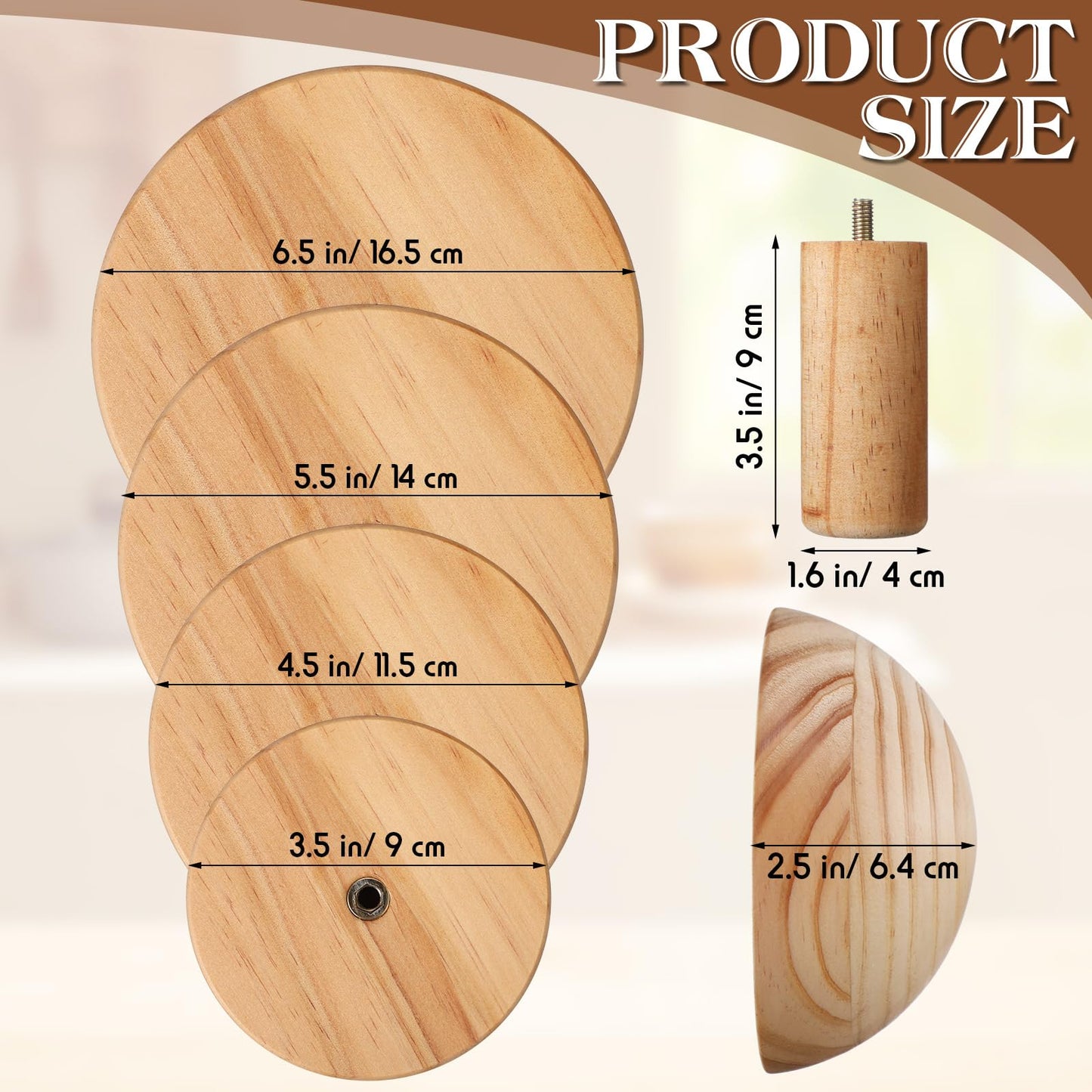 Doublefill 4 Pack Pottery Molds 3.5'' 4.5'' 5.5'' 6.5'' Thickness 2.5'' Plaster Molds Wood Pottery Tools with Handle for Ceramic Top Forms DIY Bowls Plate Dish Slump Press Art Making