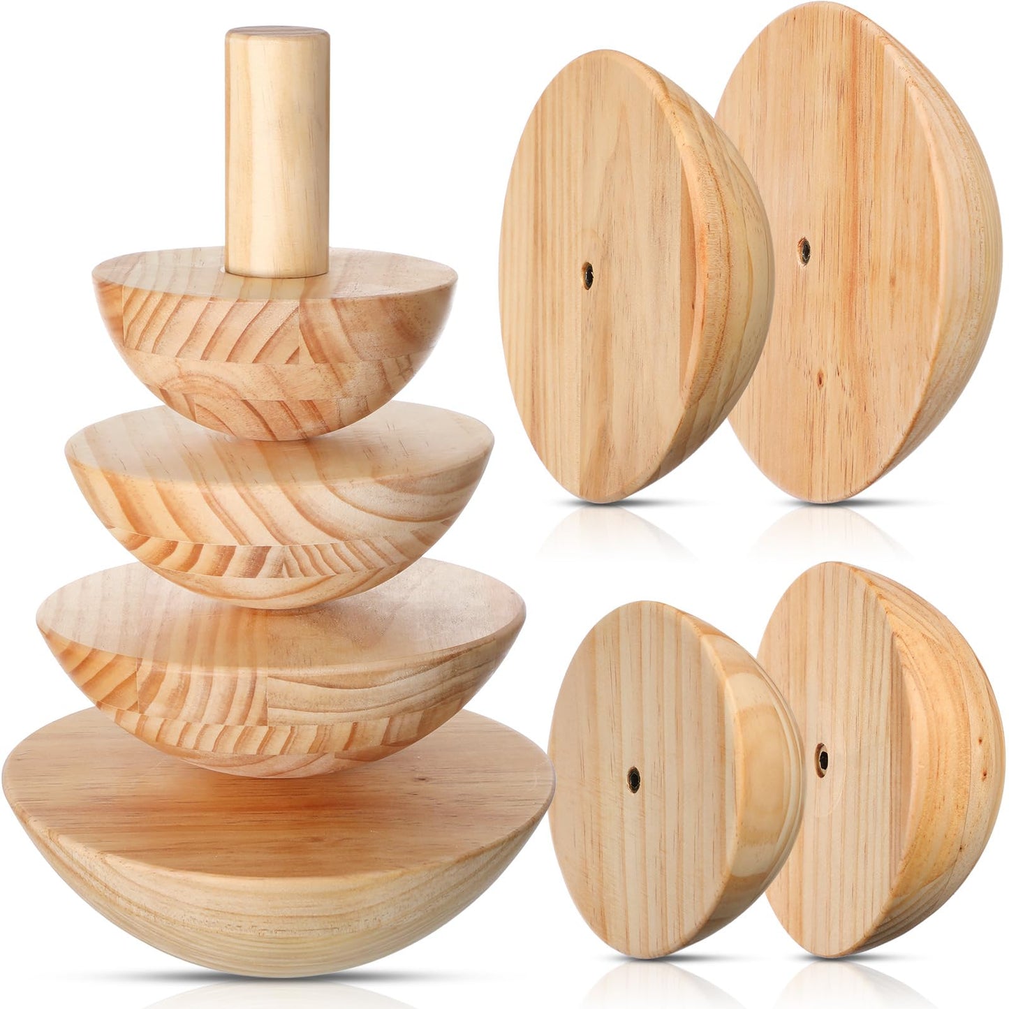Doublefill 4 Pack Pottery Molds 3.5'' 4.5'' 5.5'' 6.5'' Thickness 2.5'' Plaster Molds Wood Pottery Tools with Handle for Ceramic Top Forms DIY Bowls Plate Dish Slump Press Art Making