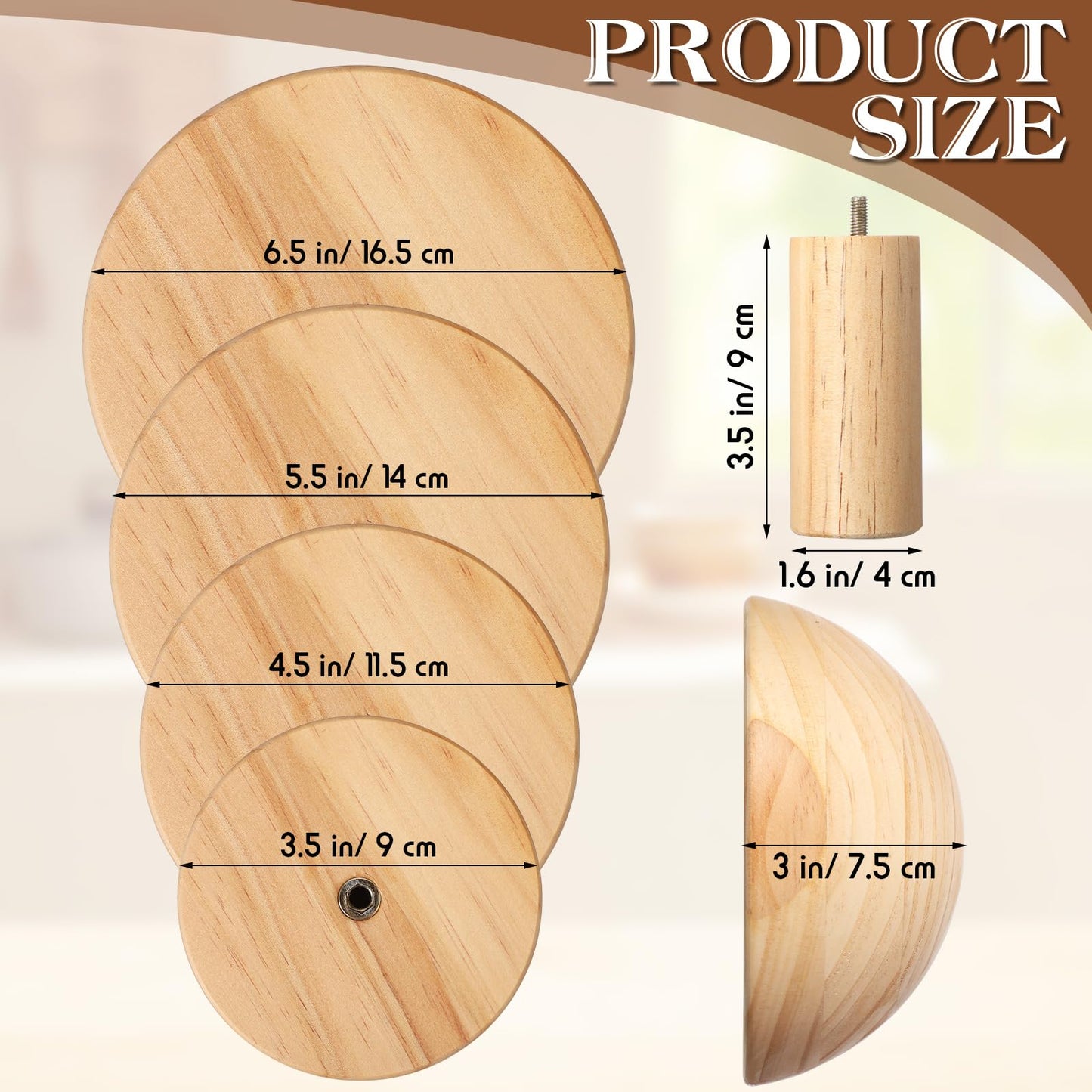 Doublefill 4 Pack Pottery Molds 3.5'' 4.5'' 5.5'' 6.5'' Thickness 2.5'' Plaster Molds Wood Pottery Tools with Handle for Ceramic Top Forms DIY Bowls Plate Dish Slump Press Art Making