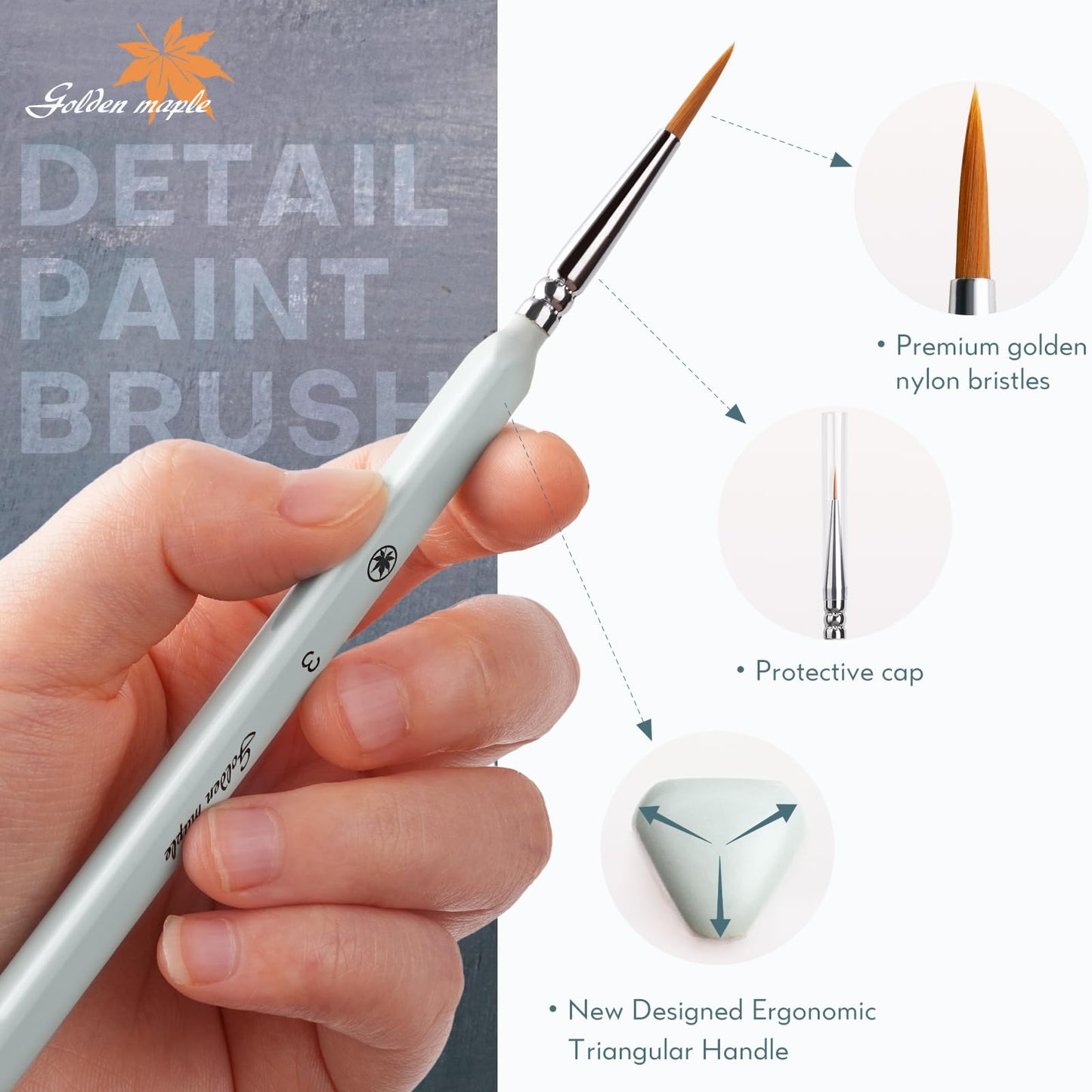 Golden Maple Miniature Paint Brushes Drybrush-18PCS Micro Detail Paint Brush Set, Small Fine Detail Model Brushes for Acrylics, Watercolors & Paint by Number, Figurine - Cocoa Brown