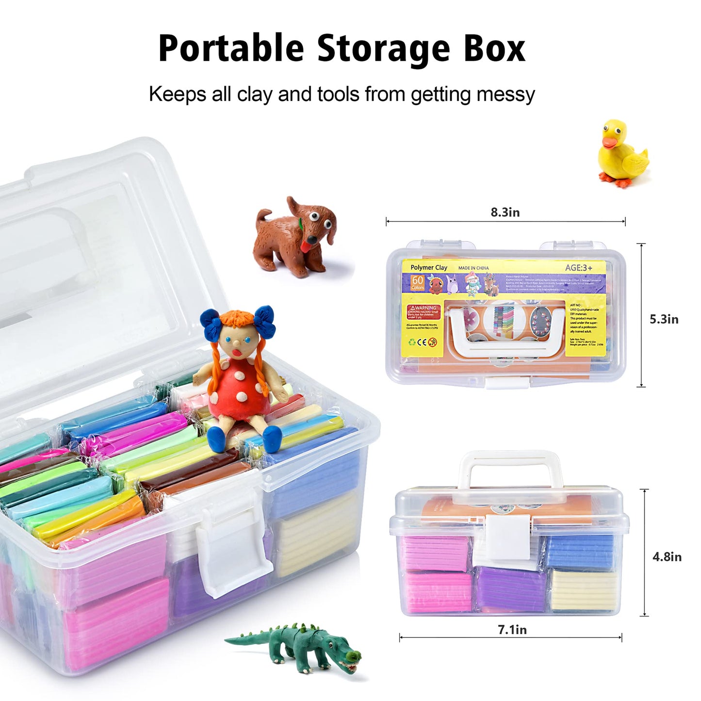 Polymer Clay 50 Colors, Modeling Clay for Kids DIY Starter Kits, Oven Baked Model Clay, Non-Sticky Molding Clay with Sculpting Tools, Gift for Children and Artists (50 Colors A)