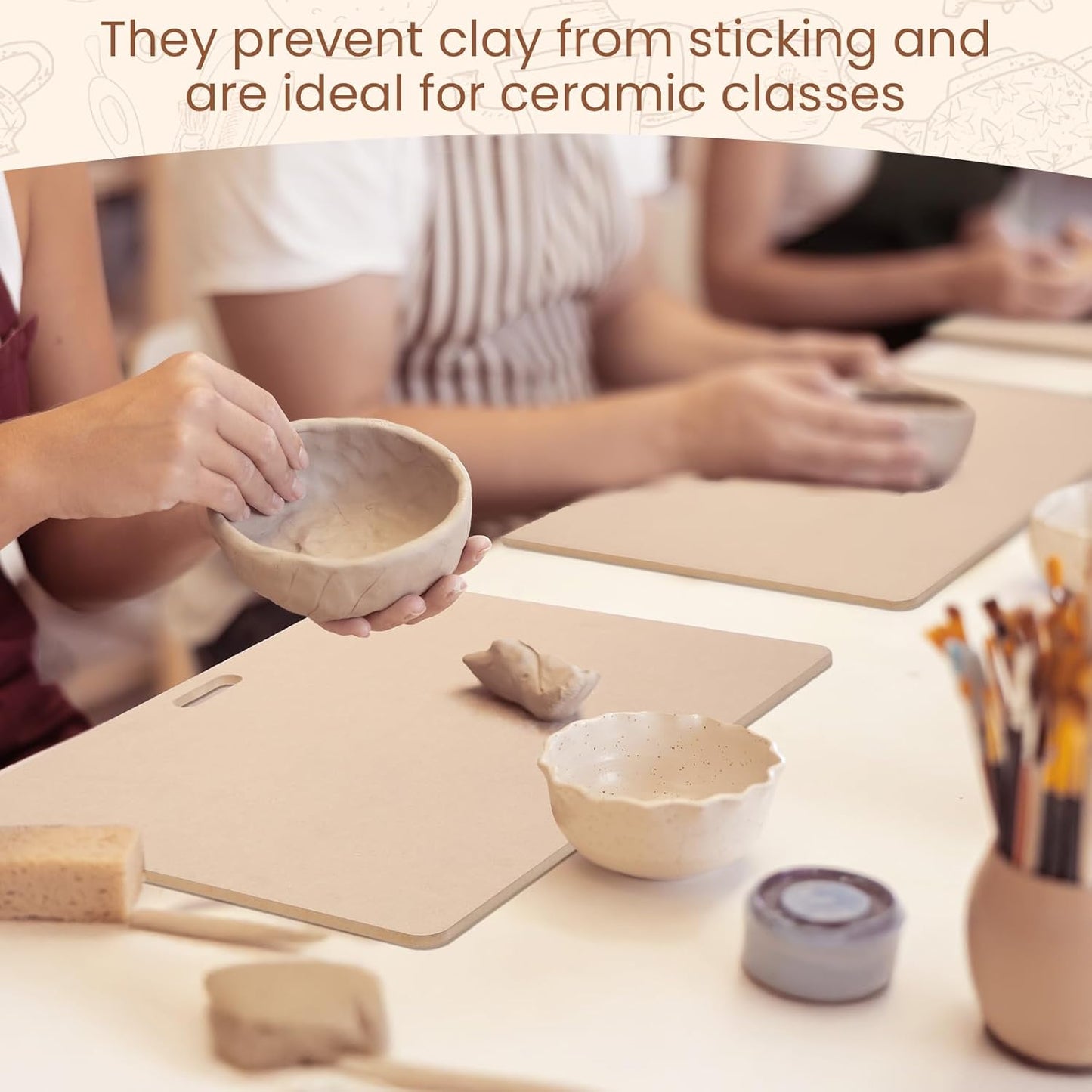 Kosiz 2 Pcs MDF Clay Wedging Board for Pottery 24'' x 18" Portable Clay Mat for Sculpting with Built in Handle, Ceramics Pottery Tools for Art Enthusiasts, Sturdy 9mm Thickness