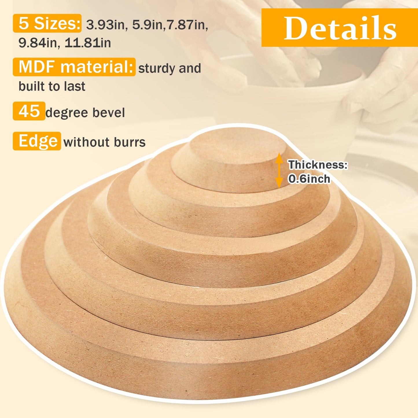 GeryVtee Ceramics Plate Forming Molds 6 Pcs Pottery Molds for Clay Handbuliding Plates Slump Mold for Pottery 6 Shapes Wooden Pottery Tools and Supplies (Mix)